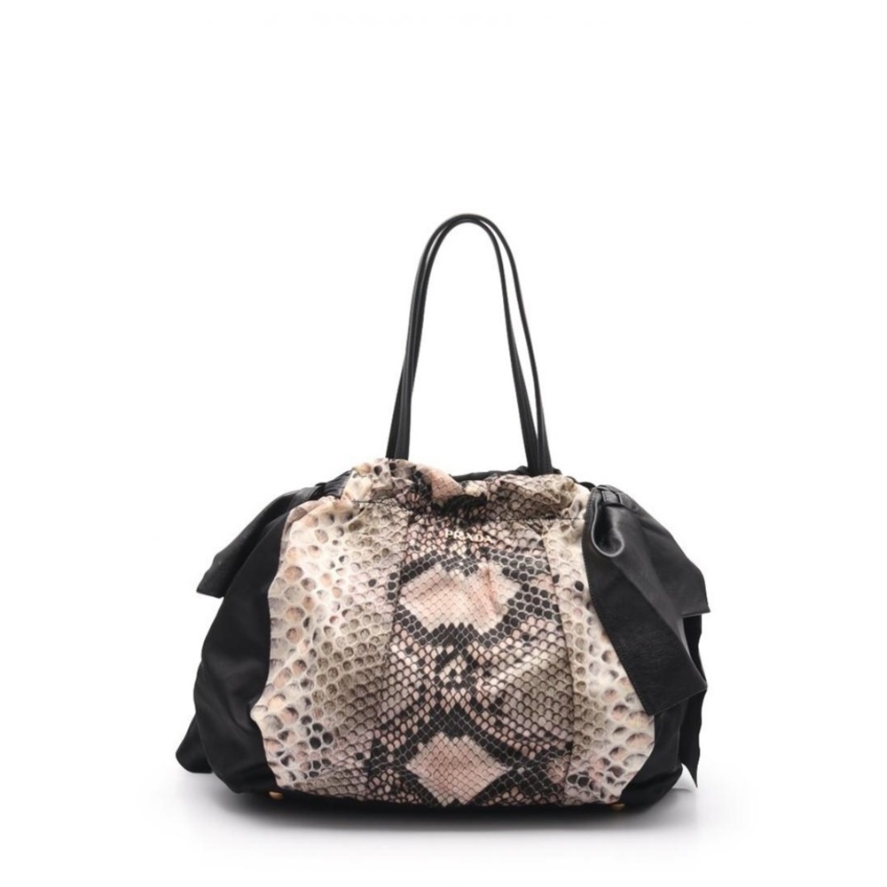 Prada Nylon Bag Beige Black Python - image 1